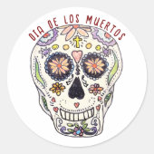 Calavera Dia De Los Muertos Ronde Sticker (Voorkant)