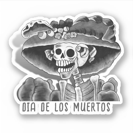 Calavera Dia De Los Muertos Sticker (Voorkant)