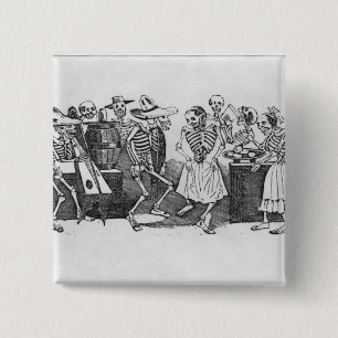 Calavera du jarabe d'outretombe" vierkante button 5,1 cm