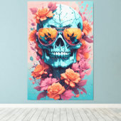 Calavera Floral Colorida Canvas Afdruk (Insitu (Houten vloer))