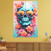 Calavera Floral Colorida Canvas Afdruk (Insitu (Woonkamer))
