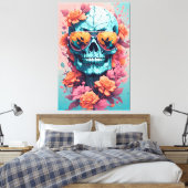 Calavera Floral Colorida Canvas Afdruk (Insitu (Slaapkamer))