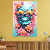 Calavera Floral Colorida Canvas Afdruk (Insitu (Woonkamer))