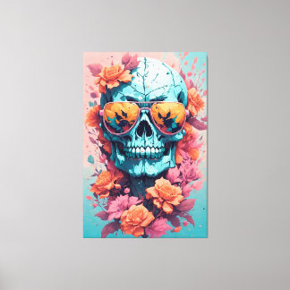Calavera Floral Colorida Canvas Afdruk