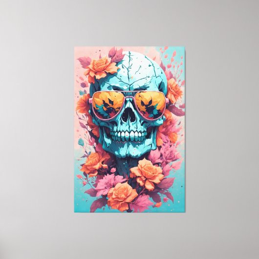 Calavera Floral Colorida Canvas Afdruk (Voorkant)