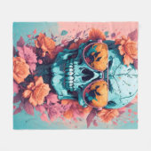 Calavera Floral Colorida Fleece Deken (Voorkant (Horizontaal))