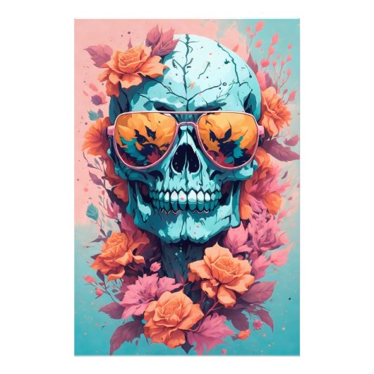Calavera Floral Colorida Foto Afdruk (Voorkant)
