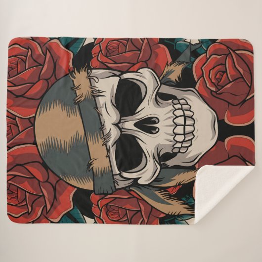 Calavera Floral Sherpa Deken (Voorkant (horizontaal))