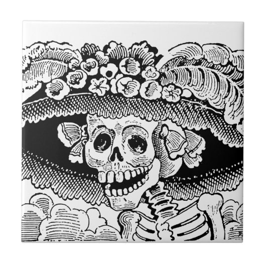 Calavera Garbancera (Catrina) van José Posada Tegeltje (Voorkant)