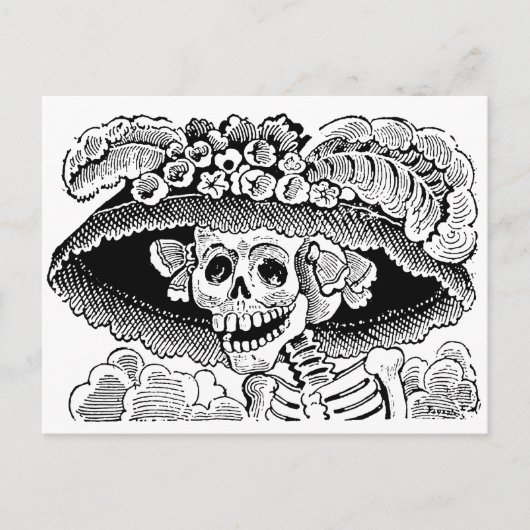 Calavera Garbancera door José Guadalupe Posada Briefkaart (Voorkant)