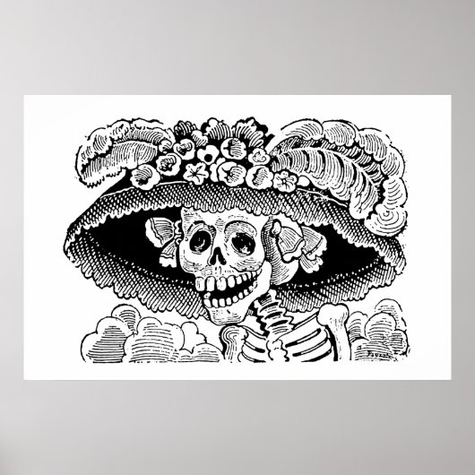 Calavera Garbancera door José Guadalupe Posada Poster (Voorkant)