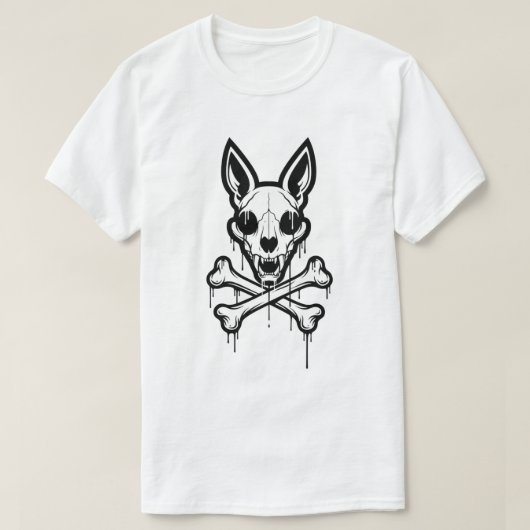 Calavera Gótica de Perro / Zorro con Huesos Cruzad T-shirt (Design voorkant)