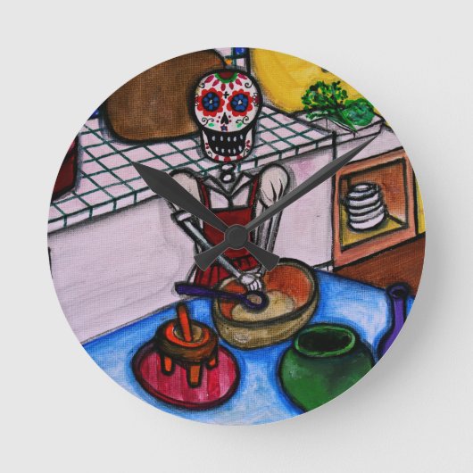 CALAVERA LA COCINERA LA JEFA PAINTING RONDE KLOK (Voorkant)