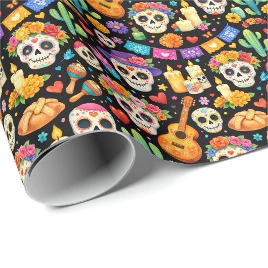 Calavera Night Fiesta Cadeaupapier (Rol Hoek)