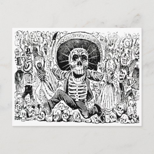 Calavera Oaxaqueña van José Guadalupe Posada 1903 Briefkaart (Voorkant)