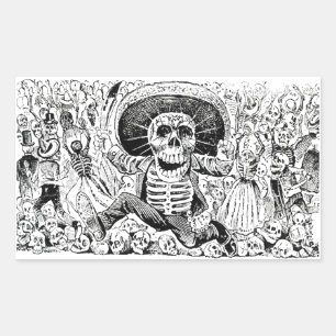 Calavera Oaxaqueña van José Guadalupe Posada 1903 Rechthoekige Sticker