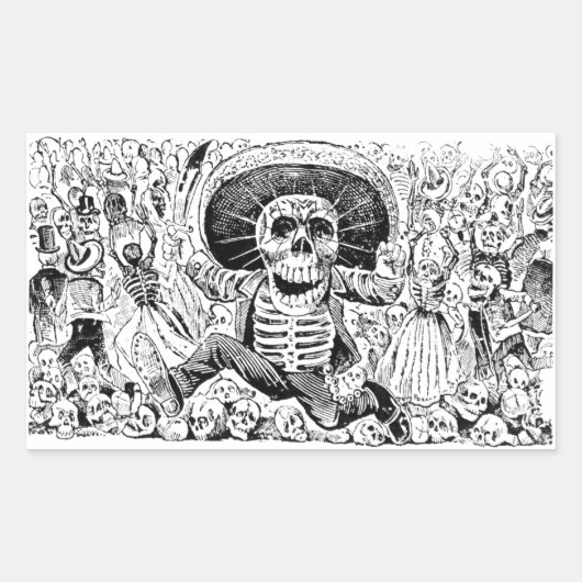 Calavera Oaxaqueña van José Guadalupe Posada 1903 Rechthoekige Sticker (Voorkant)
