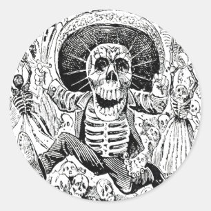 Calavera Oaxaqueña van José Guadalupe Posada 190 Ronde Sticker