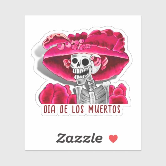 Calavera Red Dia de Los Muertos Sticker (Vel)