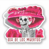 Calavera Red Dia de Los Muertos Sticker (Voorkant)