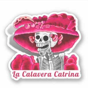 Calavera Red Dia de Los Muertos Sticker