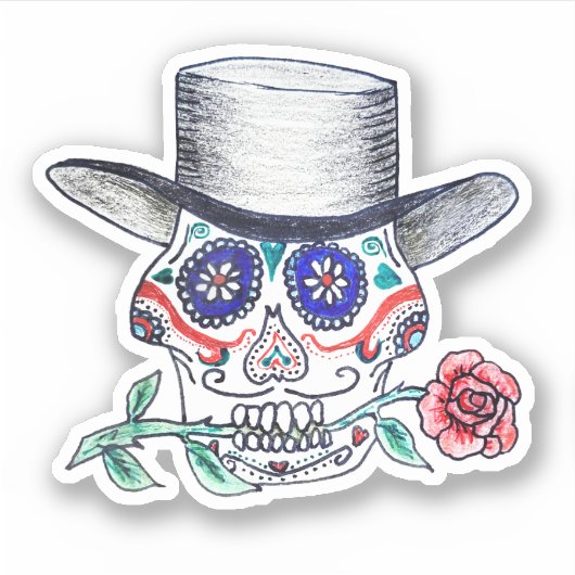 Calavera Roos Halloween Sticker (Voorkant)