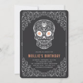 Calavera Skull Dia de los Muertos Birthday Party Kaart (Voorkant)