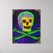 Calavera Skull Geek NFT Art White Gold Green Blue Canvas Afdruk (Voorkant)
