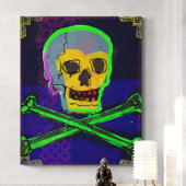 Calavera Skull Geek NFT Art White Gold Green Blue Canvas Afdruk