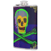 Calavera Skull Geek NFT Art White Gold Green Blue Heupfles (Links)