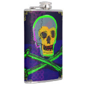 Calavera Skull Geek NFT Art White Gold Green Blue Heupfles (Rechts)