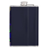 Calavera Skull Geek NFT Art White Gold Green Blue Heupfles (Achterkant)