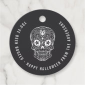 Calavera Skull Je bent opgevoed Halloween Bedankjes Labels (Voorkant)