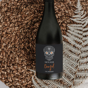 Calavera Skull Je bent opgevoed Halloween Wijn Etiket