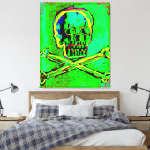 Calavera Skull NFT Art Green Red Canvas Afdruk (Insitu (Slaapkamer))