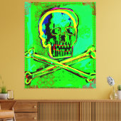 Calavera Skull NFT Art Green Red Canvas Afdruk (Insitu (Woonkamer))