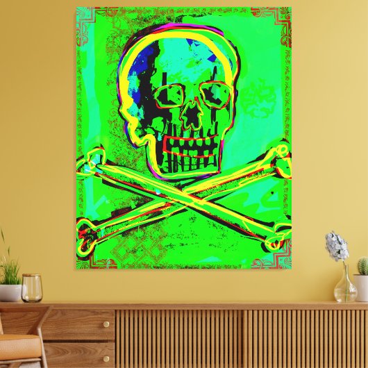 Calavera Skull NFT Art Green Red Canvas Afdruk (Insitu (Woonkamer))
