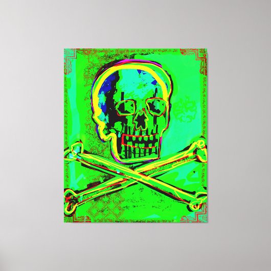Calavera Skull NFT Art Green Red Canvas Afdruk (Voorkant)