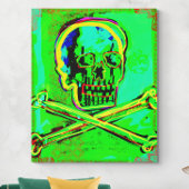 Calavera Skull NFT Art Green Red Canvas Afdruk