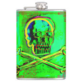 Calavera Skull NFT Art Green Red Heupfles (Voorkant)