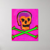 Calavera Skull NFT Art Paars Pink Green Canvas Afdruk (Voorkant)
