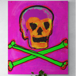 Calavera Skull NFT Art Paars Pink Green Canvas Afdruk