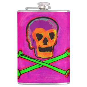 Calavera Skull NFT Art Paars Pink Green Heupfles