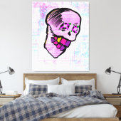 Calavera Skull NFT Art Pink Paars Canvas Afdruk (Insitu (Slaapkamer))