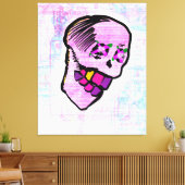Calavera Skull NFT Art Pink Paars Canvas Afdruk (Insitu (Woonkamer))