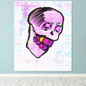 Calavera Skull NFT Art Pink Paars Canvas Afdruk (Insitu (Houten vloer))
