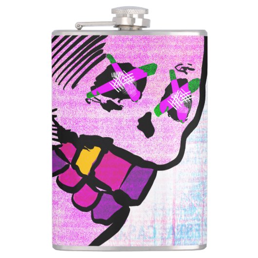 Calavera Skull NFT Art Pink Paars Heupfles (Voorkant)