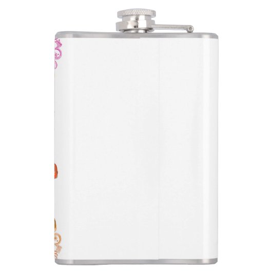 Calavera Skull NFT Art White Oranje blauw oog Heupfles (Achterkant)