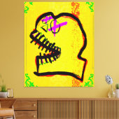 Calavera Skull NFT Art Yellow Black Paars Canvas Afdruk (Insitu (Woonkamer))