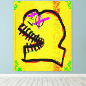 Calavera Skull NFT Art Yellow Black Paars Canvas Afdruk (Insitu (Houten vloer))